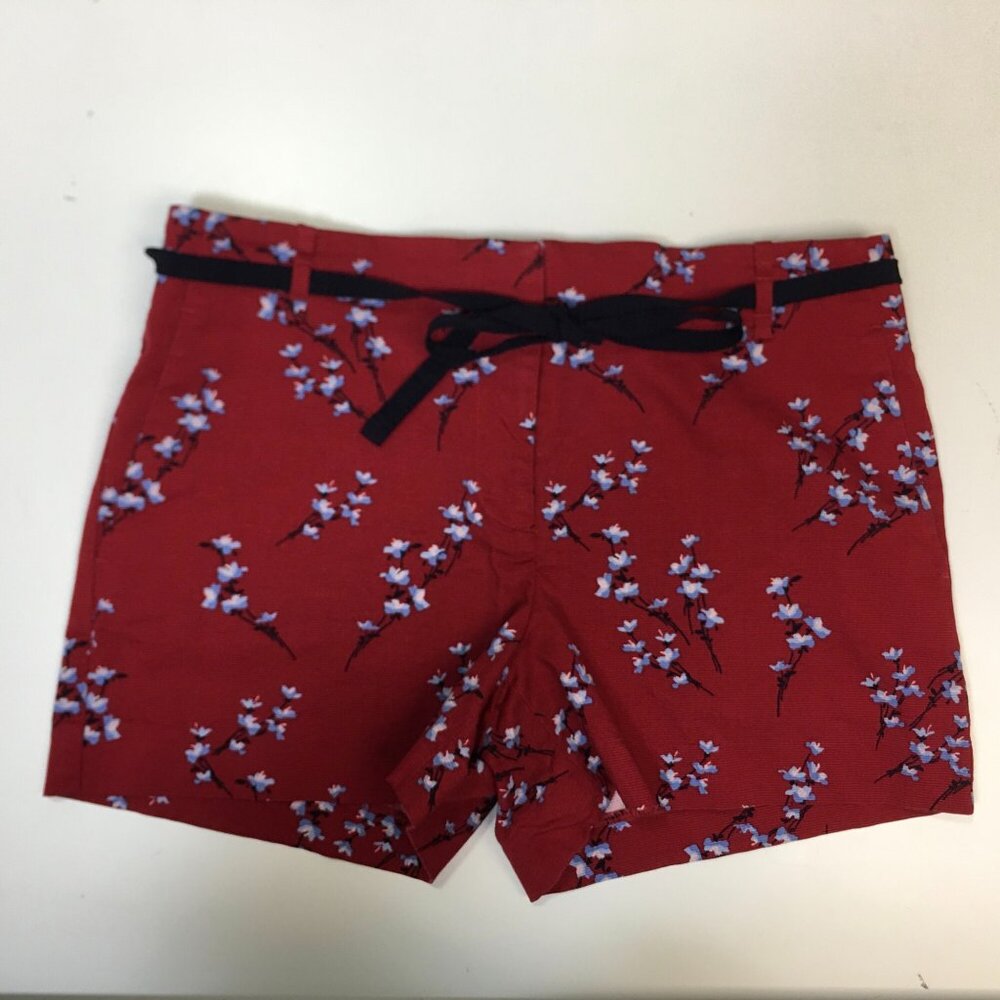 Ann Taylor Loft The Riviera Shorts Women's 4 Red Cherry Blossom Print Cotton